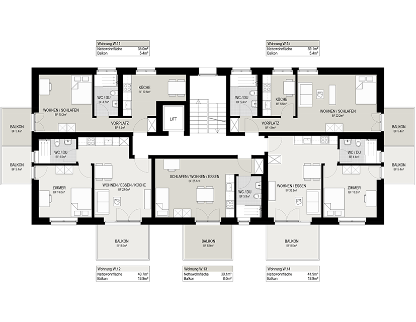 Grundrissplan mit Nettowohnfläche